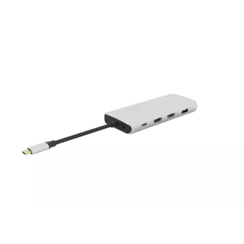 eSTUFF ES623009 12-in-1 USB-C stotelė USB 3.2 Gen 1 pilka