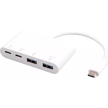 USB HUB eSTUFF USB-C į 2 x USB 3.0 ir 2 x USB-C 3.1 10000 Mbit/s Baltas