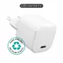 eSTUFF 100% perdirbto plastiko sieninis įkroviklis USB-C PD 3A 20W, EU kištukas - Baltas