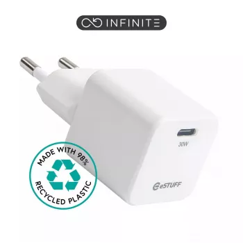 eSTUFF ES637027 Mobiliojo įrenginio kroviklis 30 W USB-C greitasis krovimas Baltas