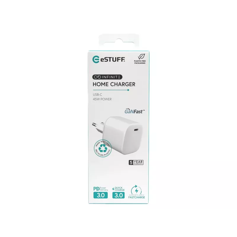 eSTUFF ES637045 mobiliojo įrenginio įkroviklis Smartphone White AC Greitasis įkrovimas Vidaus
