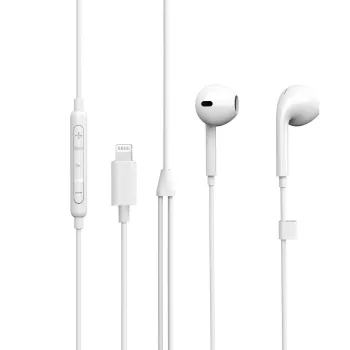 eSTUFF Ausinės In-Ear Apple įrenginiams, Laidinės, Skambučiai/Muzika, 90 g, Baltos