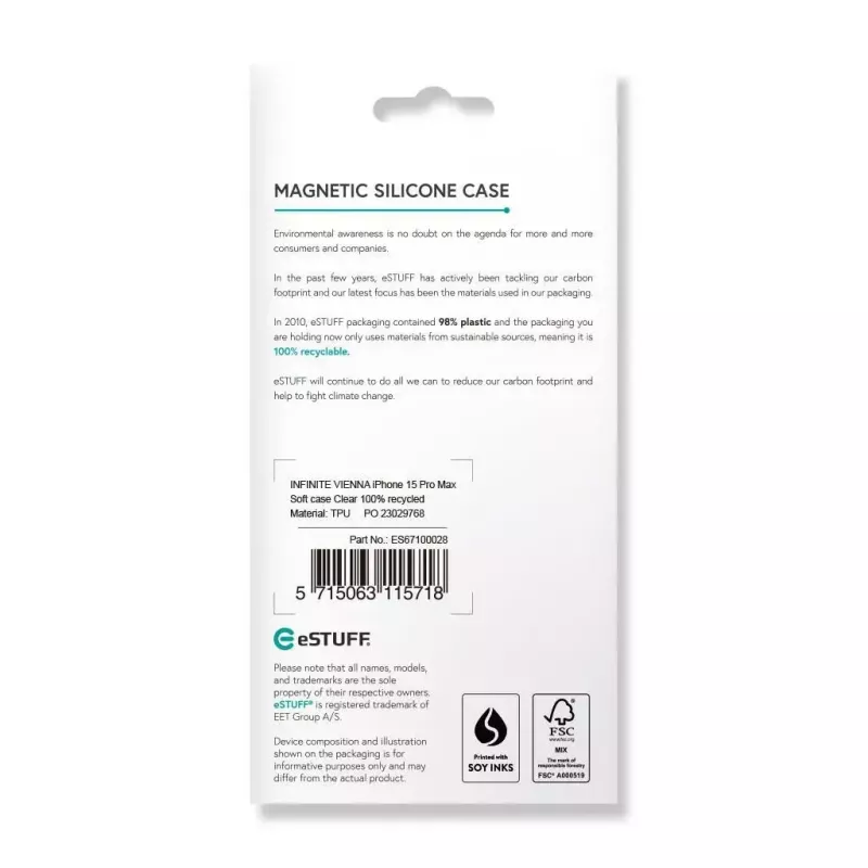 eSTUFF ES67100028 mobiliojo telefono dėklas 17 cm (6,7 colio) permatomas