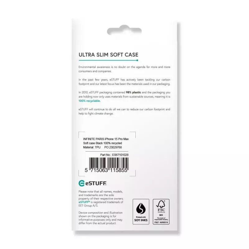 eSTUFF ES67101028 apsauginis dėklas iPhone 15 Pro Max 17 cm (6,7 inch) juodas
