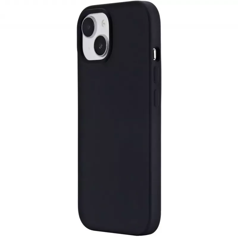 eSTUFF Infinite Riga ES67120025 galinis dangtelis telefonui iPhone 15, suderinamas su MagSafe, silikonas, polikarbonatas, juodas