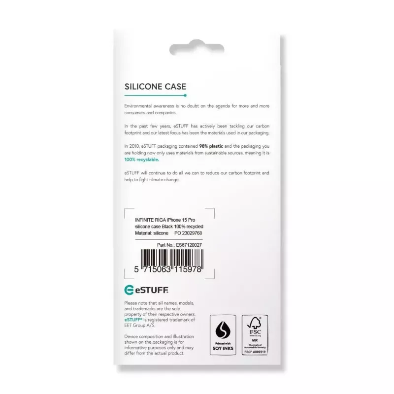 eSTUFF ES67120027 dėklas mobiliesiems telefonams 15,5 cm (6,1 colio) Juodas