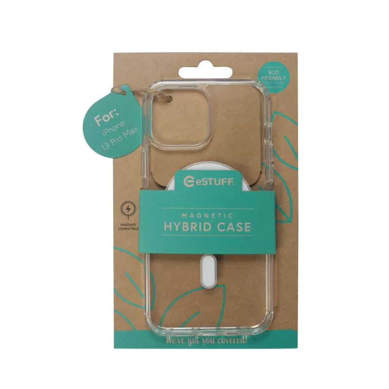 eSTUFF Berlin ES67140004 magnetinis galinis dėklas iPhone 13 Pro Max, MagSafe suderinamumas, TPU, skaidrus