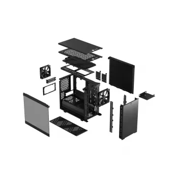 Korpusas Fractal Design Define 7 Nano Black — Mini-ITX/Mini-DTX, ATX maitinimo šaltinis, grūdintas stiklas, 205×399×361 mm