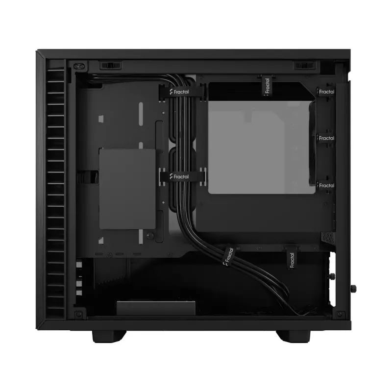 Korpusas Fractal Design Define 7 Nano Black — Mini-ITX/Mini-DTX, ATX maitinimo šaltinis, grūdintas stiklas, 205×399×361 mm