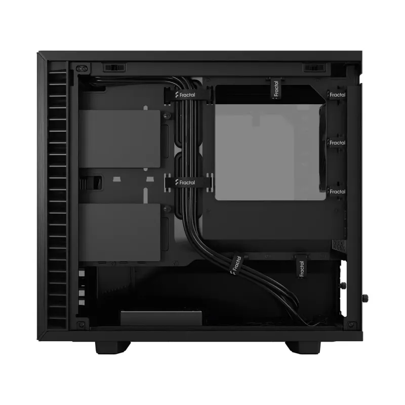 Korpusas Fractal Design Define 7 Nano Black — Mini-ITX/Mini-DTX, ATX maitinimo šaltinis, grūdintas stiklas, 205×399×361 mm
