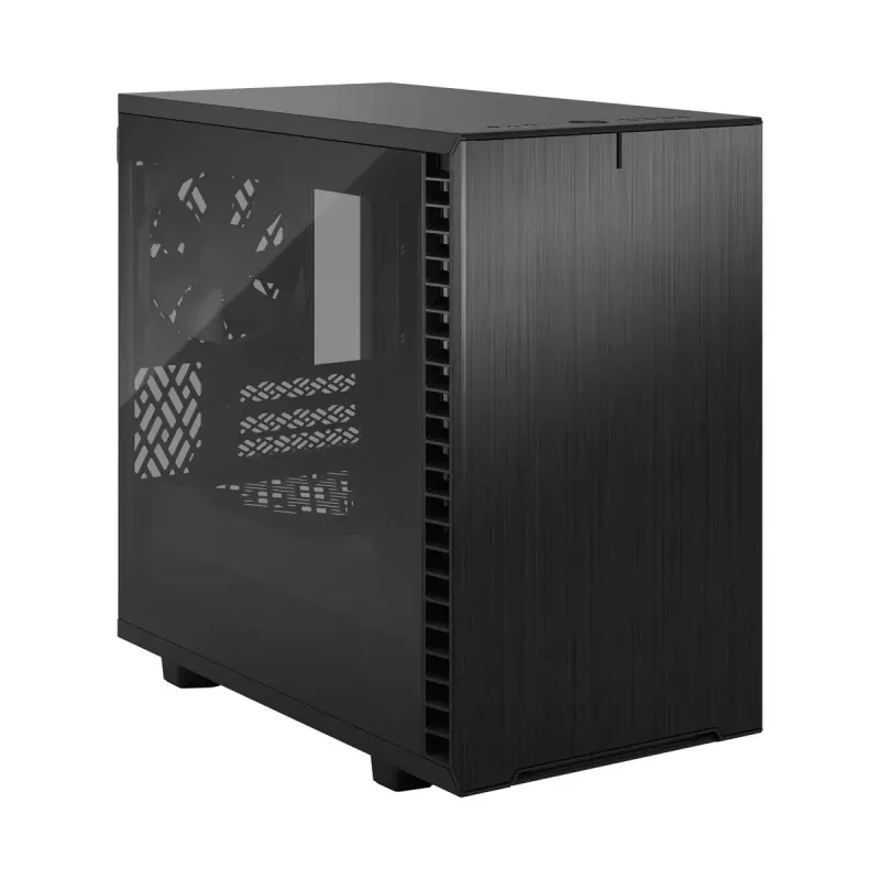 Korpusas Fractal Design Define 7 Nano Black — Mini-ITX/Mini-DTX, ATX maitinimo šaltinis, grūdintas stiklas, 205×399×361 mm