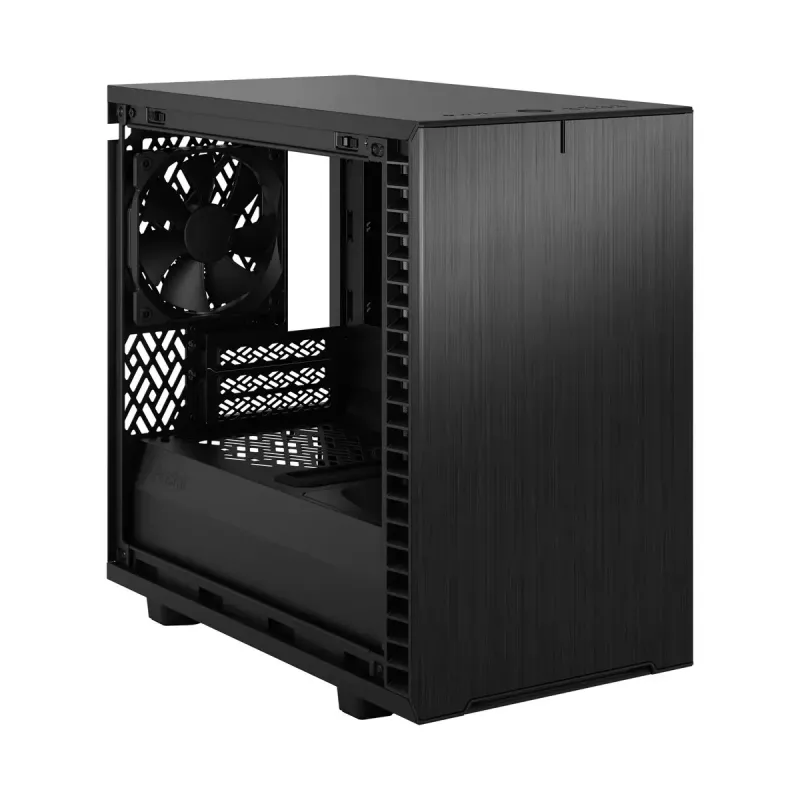 Korpusas Fractal Design Define 7 Nano Black — Mini-ITX/Mini-DTX, ATX maitinimo šaltinis, grūdintas stiklas, 205×399×361 mm