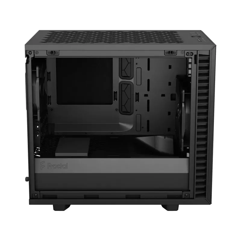 Korpusas Fractal Design Define 7 Nano Black — Mini-ITX/Mini-DTX, ATX maitinimo šaltinis, grūdintas stiklas, 205×399×361 mm