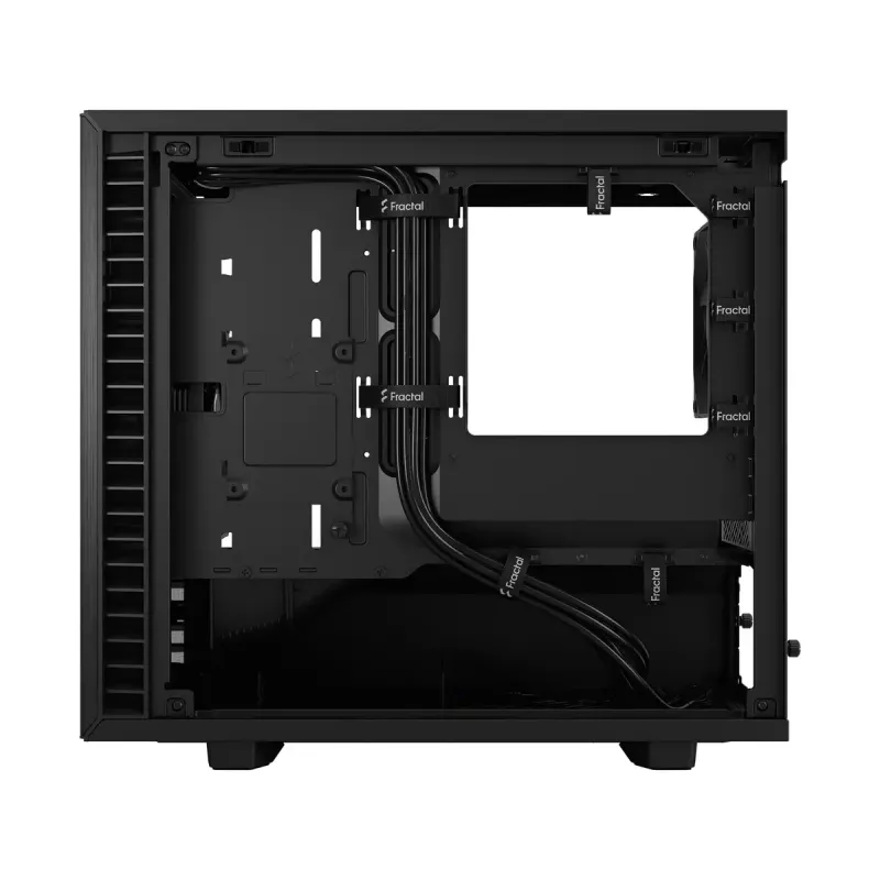 Korpusas Fractal Design Define 7 Nano Black — Mini-ITX/Mini-DTX, ATX maitinimo šaltinis, grūdintas stiklas, 205×399×361 mm