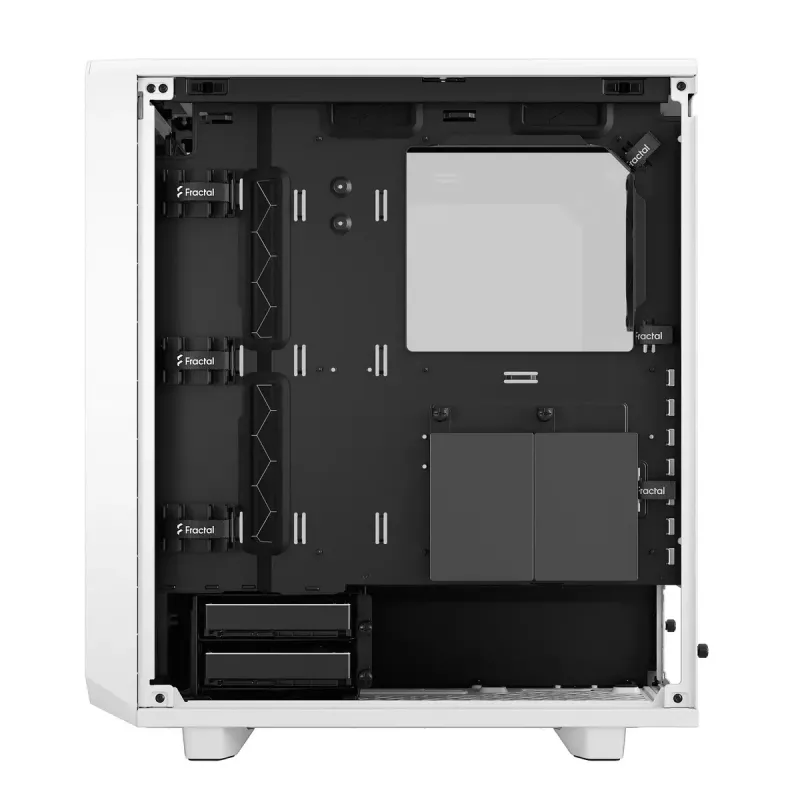Korpusas PC Fractal Design Meshify 2 Compact — Baltas, ATX PSU, 2x140mm priekyje, 1x120mm gale, 2.5/3.5 colio diskai, 210×424×475 mm
