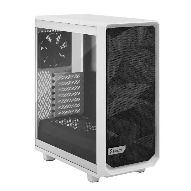 Korpusas PC Fractal Design Meshify 2 Compact — Baltas, ATX PSU, 2x140mm priekyje, 1x120mm gale, 2.5/3.5 colio diskai, 210×424×475 mm