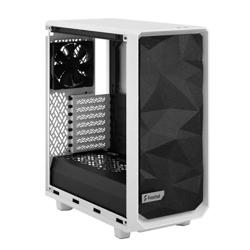 Korpusas PC Fractal Design Meshify 2 Compact — Baltas, ATX PSU, 2x140mm priekyje, 1x120mm gale, 2.5/3.5 colio diskai, 210×424×475 mm