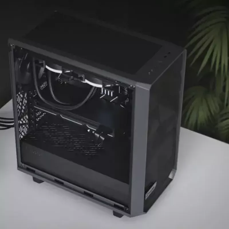 Korpusas PC Fractal Design Meshify 2 Compact — Baltas, ATX PSU, 2x140mm priekyje, 1x120mm gale, 2.5/3.5 colio diskai, 210×424×475 mm