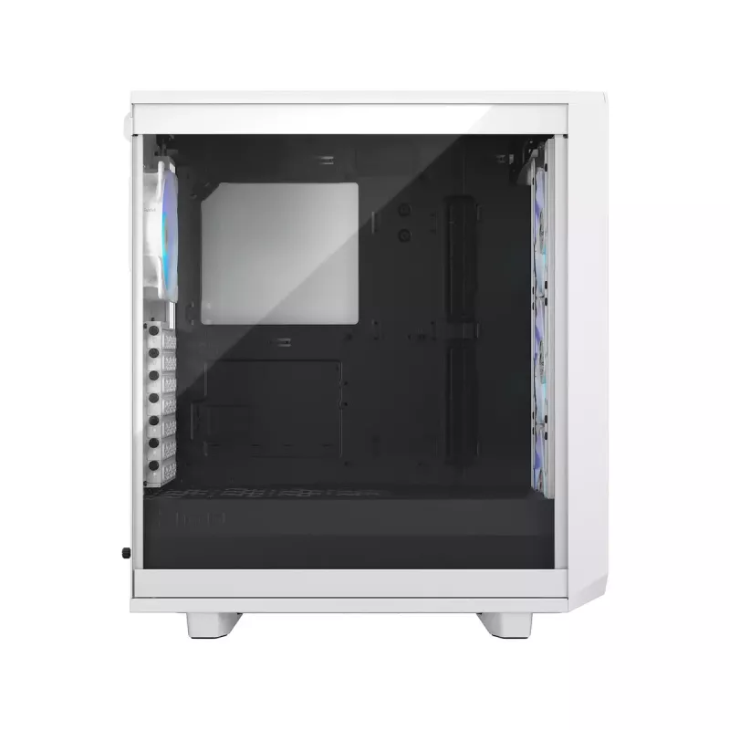 Korpusas Fractal Design Meshify 2 Compact RGB White — ATX/microATX/Mini-ITX, 4x120 mm RGB ventiliatoriai priekyje, 1x120 mm gale, 2.5/3.5 colio diskai