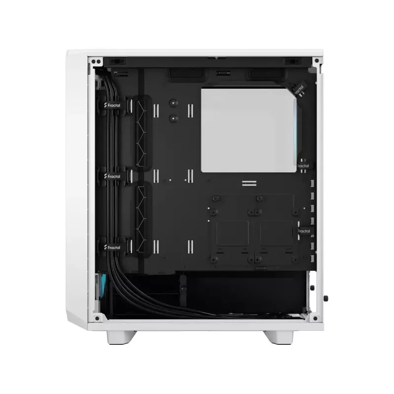 Korpusas Fractal Design Meshify 2 Compact RGB White — ATX/microATX/Mini-ITX, 4x120 mm RGB ventiliatoriai priekyje, 1x120 mm gale, 2.5/3.5 colio diskai
