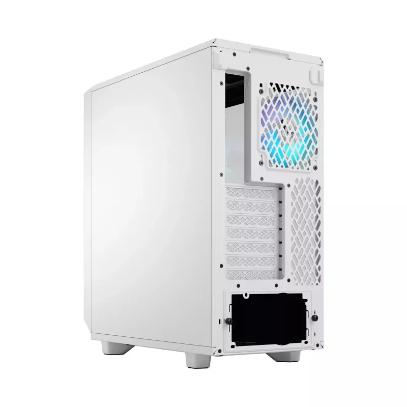 Korpusas Fractal Design Meshify 2 Compact RGB White — ATX/microATX/Mini-ITX, 4x120 mm RGB ventiliatoriai priekyje, 1x120 mm gale, 2.5/3.5 colio diskai