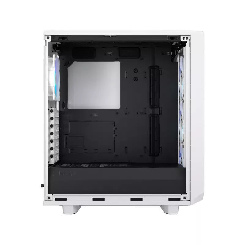 Korpusas Fractal Design Meshify 2 Compact RGB White — ATX/microATX/Mini-ITX, 4x120 mm RGB ventiliatoriai priekyje, 1x120 mm gale, 2.5/3.5 colio diskai