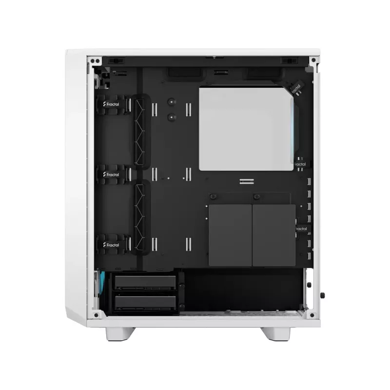 Korpusas Fractal Design Meshify 2 Compact RGB White — ATX/microATX/Mini-ITX, 4x120 mm RGB ventiliatoriai priekyje, 1x120 mm gale, 2.5/3.5 colio diskai