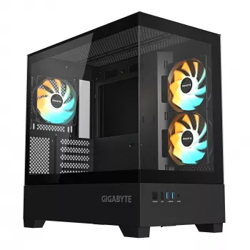 GIGABYTE C201 PANORAMIC korpusas - Mid Tower, m-ATX, 360mm radiatoriaus palaikymas, 3 iš anksto sumontuoti ventiliatoriai, USB 3.0, RGB Fusion palaikymas