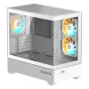 GIGABYTE C201 PANORAMIC ICE kompiuterio korpusas - Mid Tower, m-ATX, 360 mm radiatoriaus palaikymas, 3 iš anksto sumontuoti ventiliatoriai, USB 3.0, RGB Fusion palaikymas