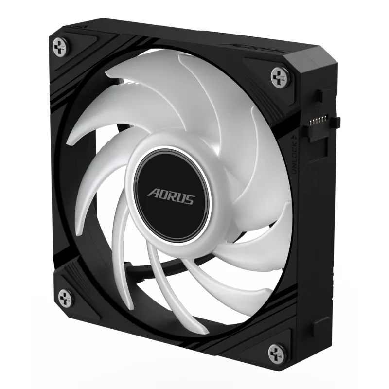 All-in-one skysčio aušintuvas su GIGABYTE AORUS EZ CHAIN FAN 120 12 cm ventiliatoriumi, juodas
