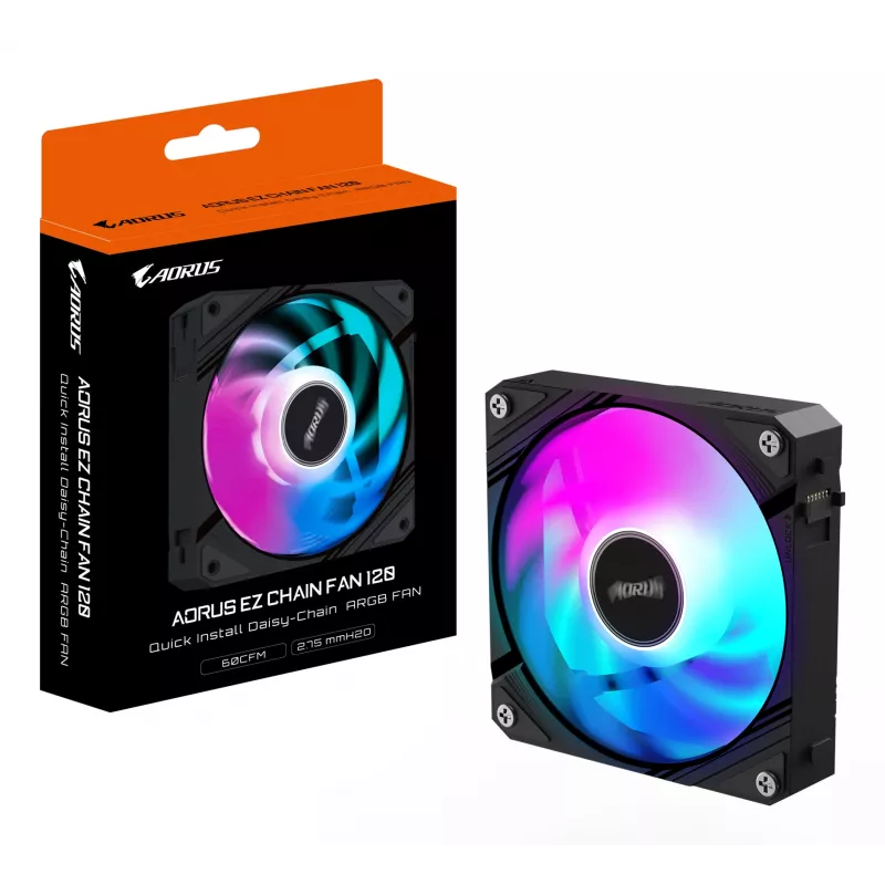 All-in-one skysčio aušintuvas su GIGABYTE AORUS EZ CHAIN FAN 120 12 cm ventiliatoriumi, juodas