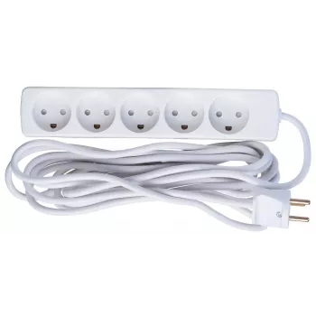 Prailginimo laidas MicroConnect GRU0055WDK 5 m, 5 kištukinių lizdų, vidaus naudojimui, baltas