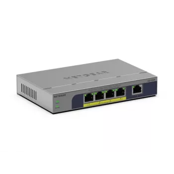 Nevaldomas 5 prievadų PoE jungiklis Netgear GS105P 1Gb Ethernet su Power over Ethernet (GS105P-300EUS)