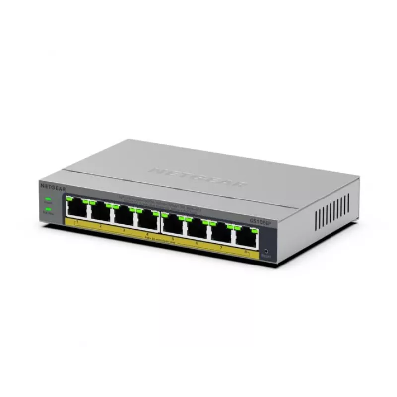 NETGEAR GS108EP valdomas L2/L3 gigabitinio eterneto (10/100/1000) jungiklis, pilkas