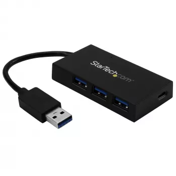 StarTech.com 4 prievadų USB 3.0 šakotuvas - USB Type-A šakotuvas su 1x USB-C ir 3x USB-A (SuperSpeed 5Gbps) - USB magistralės arba išorinis maitinimas - Nešiojamas USB 3.2 Gen 1 BC 1.2 įkrovimo šakotuvas su maitinimo adapteriu