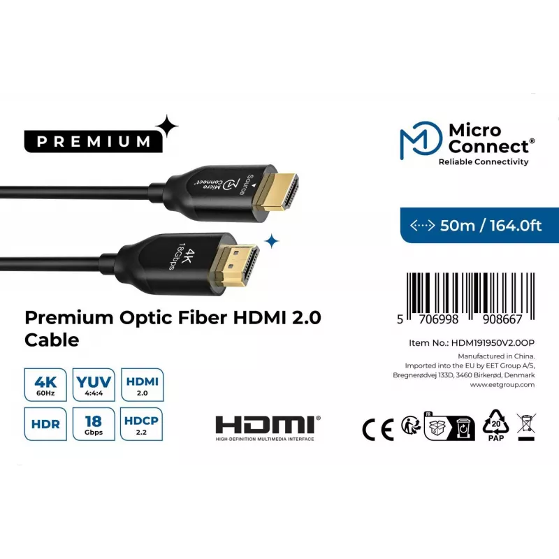 Microconnect Premium Optic HDMI laidas 50 m