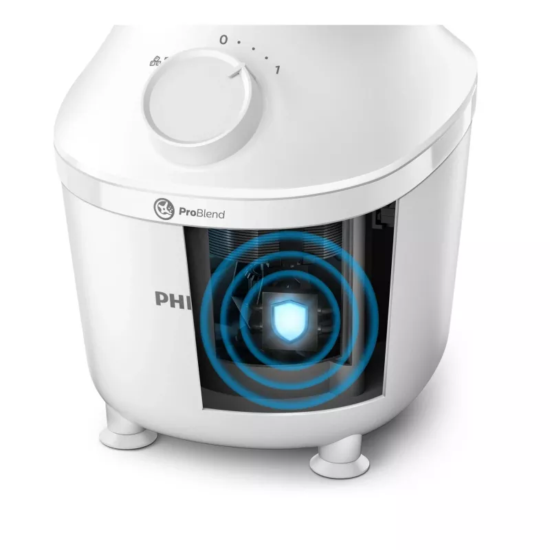 Stalo blenderis Philips HR2041/00 — 450 W, 1,9 L plastikinis dubuo, nerūdijančio plieno peiliai, baltas