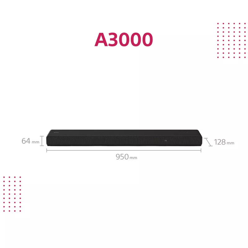 Sony HT-A3000 Juoda 3.1 kanalų 250 W garso juosta
