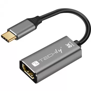 Techly IADAP-USBC-HDMI8 USB-C į HDMI adapteris 7680 x 4320 pikseliai Juoda, Sidabrinė