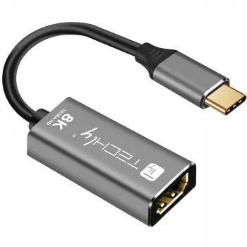 Techly IADAP-USBC-HDMI8 USB-C į HDMI adapteris 7680 x 4320 pikseliai Juoda, Sidabrinė