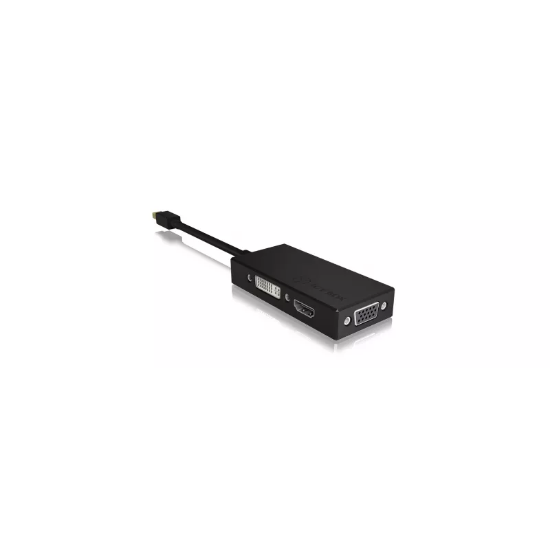 ICY BOX IB-AC1032 Mini DisplayPort į DVI-D + VGA (D-Sub) + HDMI adapteris, juodas