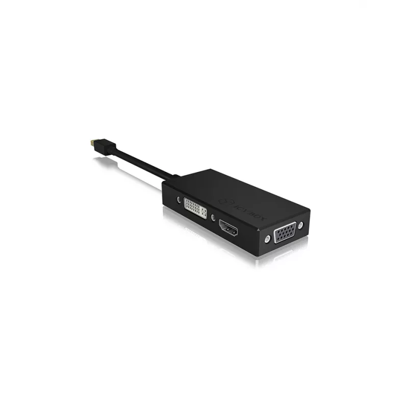 ICY BOX IB-AC1032 Mini DisplayPort į DVI-D + VGA (D-Sub) + HDMI adapteris, juodas