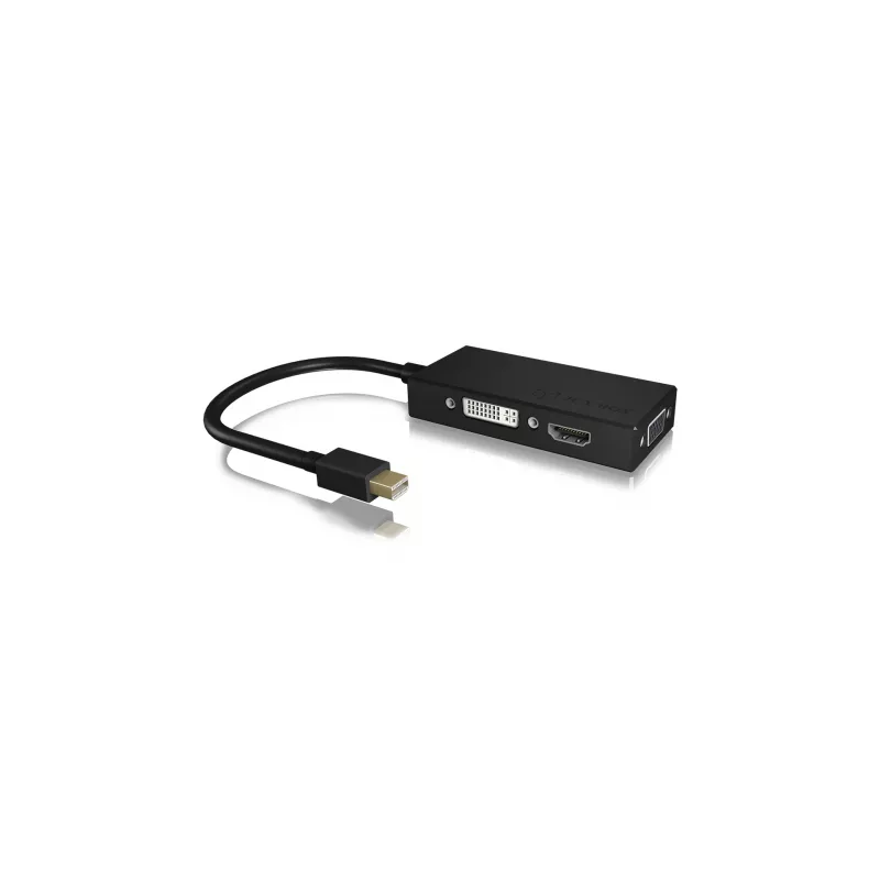 ICY BOX IB-AC1032 Mini DisplayPort į DVI-D + VGA (D-Sub) + HDMI adapteris, juodas