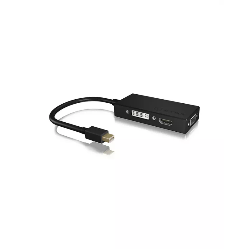 ICY BOX IB-AC1032 Mini DisplayPort į DVI-D + VGA (D-Sub) + HDMI adapteris, juodas