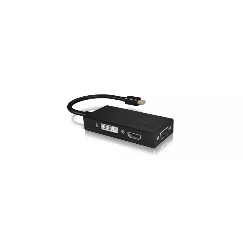 ICY BOX IB-AC1032 Mini DisplayPort į DVI-D + VGA (D-Sub) + HDMI adapteris, juodas