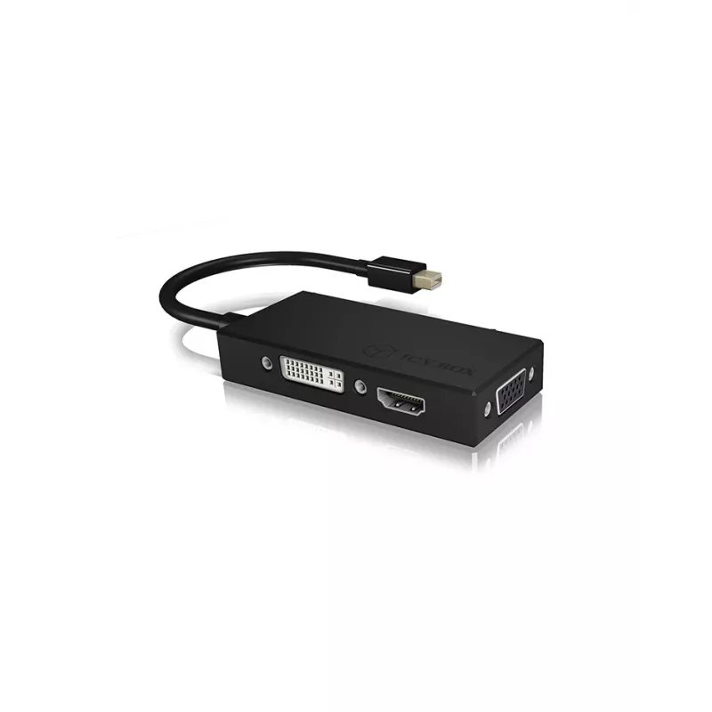 ICY BOX IB-AC1032 Mini DisplayPort į DVI-D + VGA (D-Sub) + HDMI adapteris, juodas