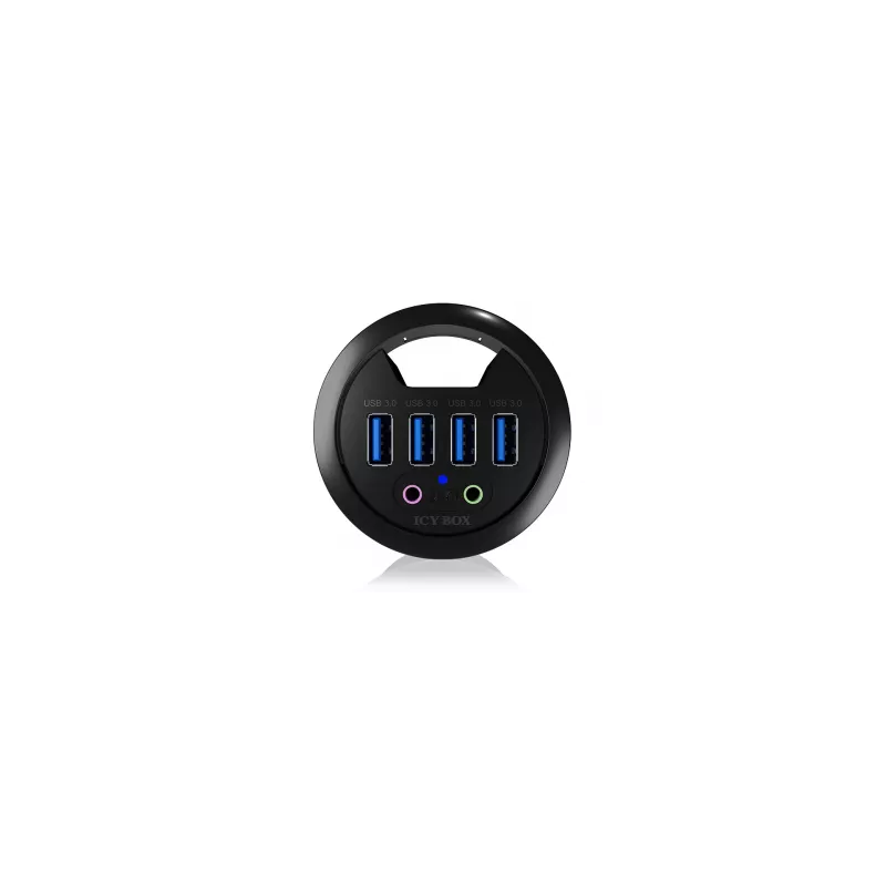 ICY BOX IB-HUB1403A USB 3.0 stotelė su garso jungtimis, juoda