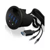 ICY BOX IB-HUB1403A USB 3.0 stotelė su garso jungtimis, juoda