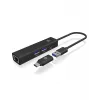 ICY BOX IB-HUB1439-LAN laidinis USB 3.2 Gen 1 (3.1 Gen 1) Type-A šakotuvas juodas