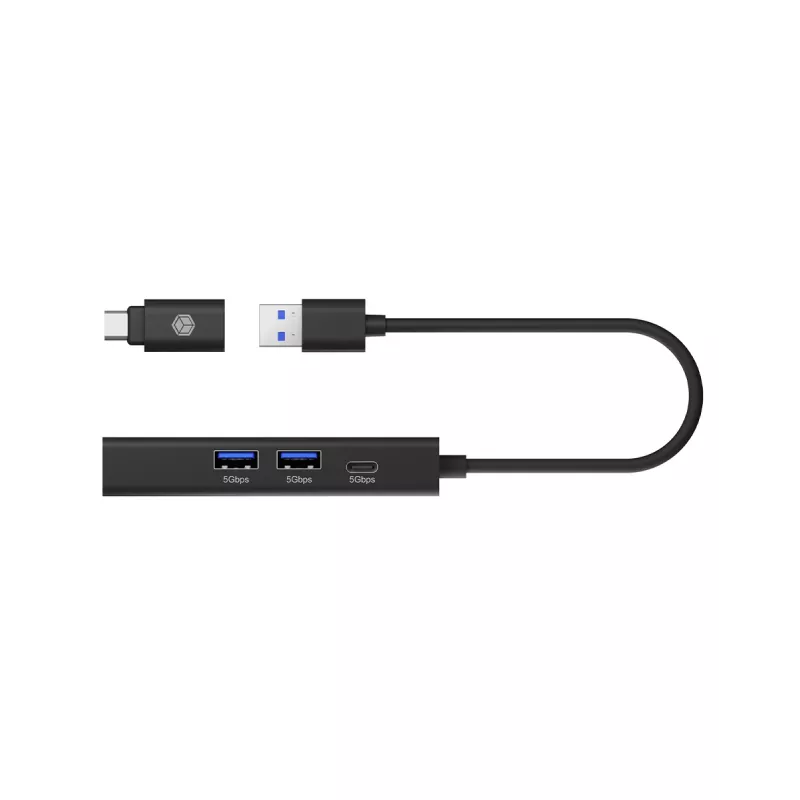 ICY BOX IB-HUB1439-LAN laidinis USB 3.2 Gen 1 (3.1 Gen 1) Type-A šakotuvas juodas